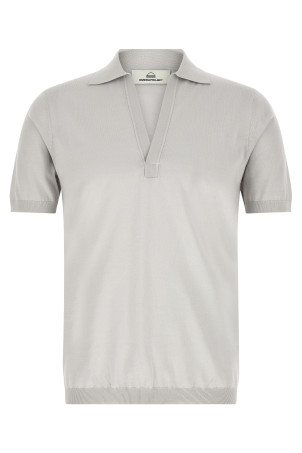 Open collar polo shirt Gray