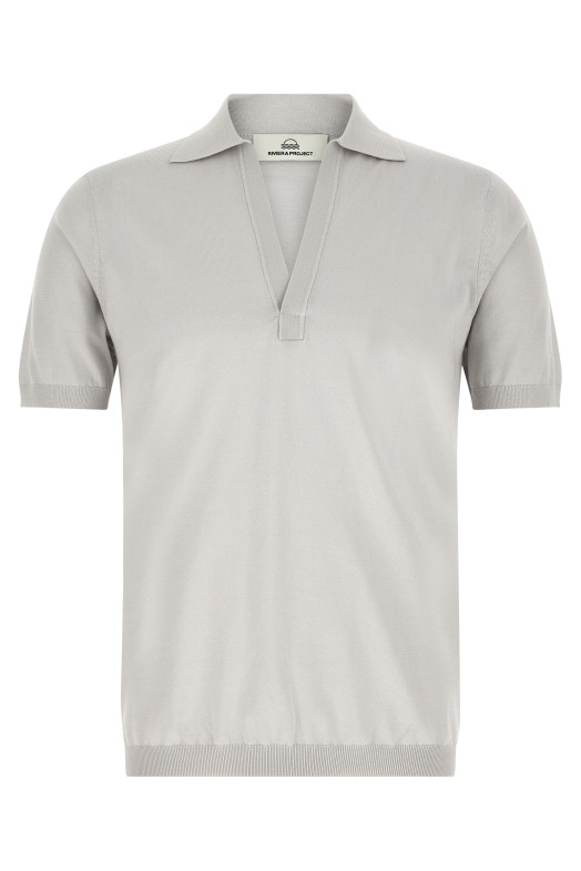 Open collar polo shirt Gray
