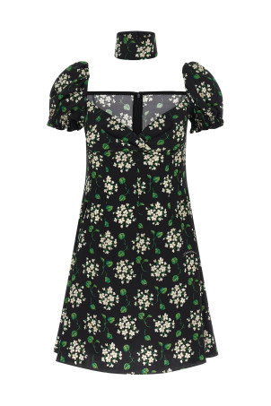 Flower print dress Black