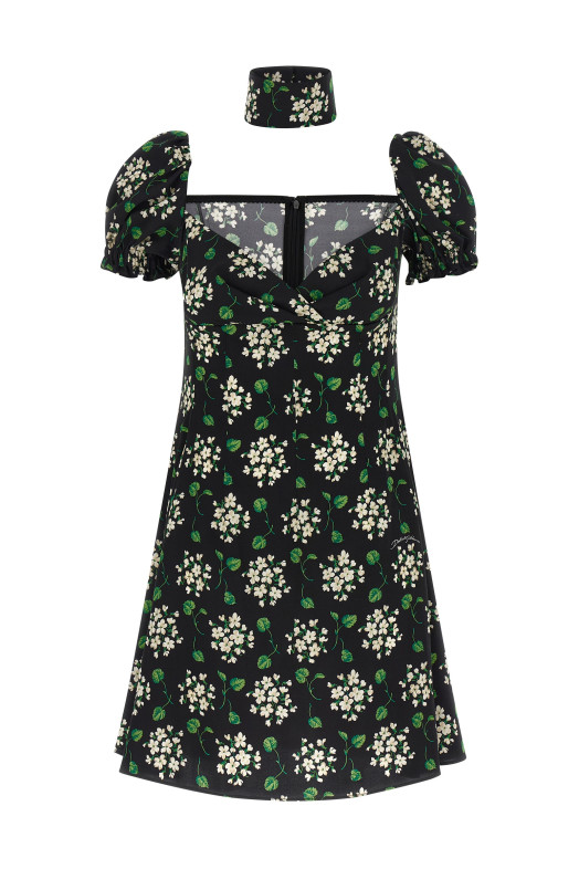 Flower print dress Black