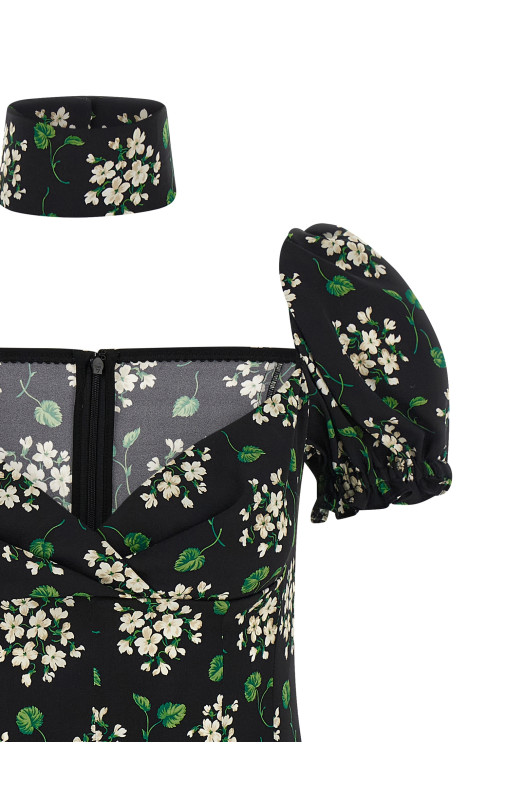 Flower print dress Black