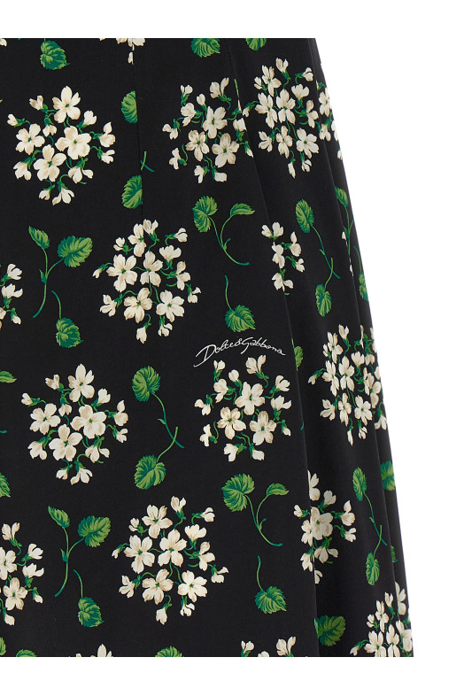 Flower print dress Black