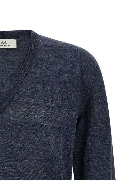 Linen and silk sweater Blue