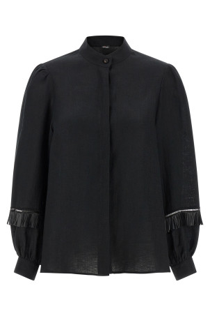 Сорочка з бахромою, чорна KITON D61425H0969003002