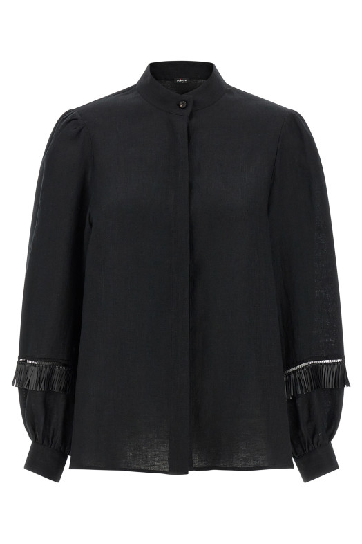 Сорочка з бахромою, чорна KITON D61425H0969003002