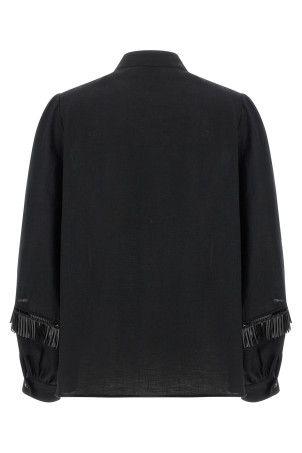 Сорочка з бахромою, чорна KITON D61425H0969003002