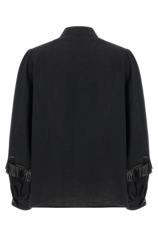 Сорочка з бахромою, чорна KITON D61425H0969003002