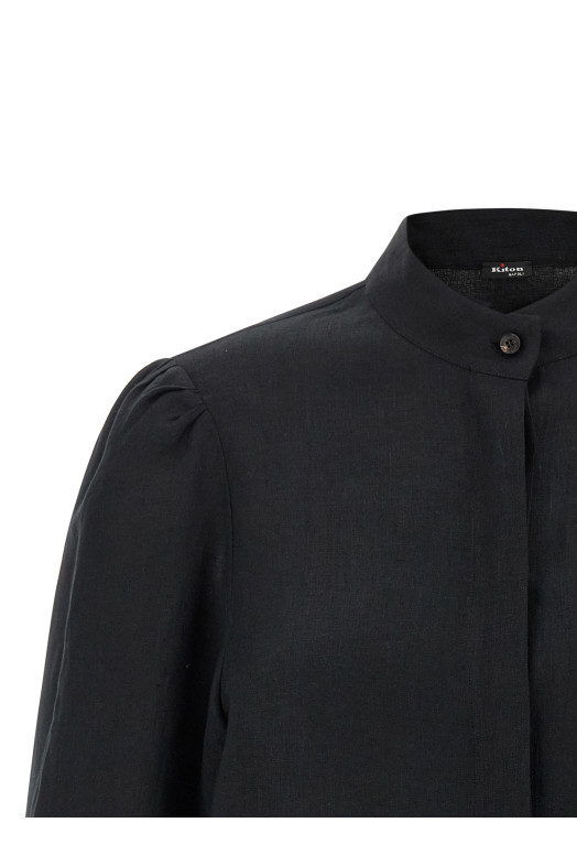 Сорочка з бахромою, чорна KITON D61425H0969003002