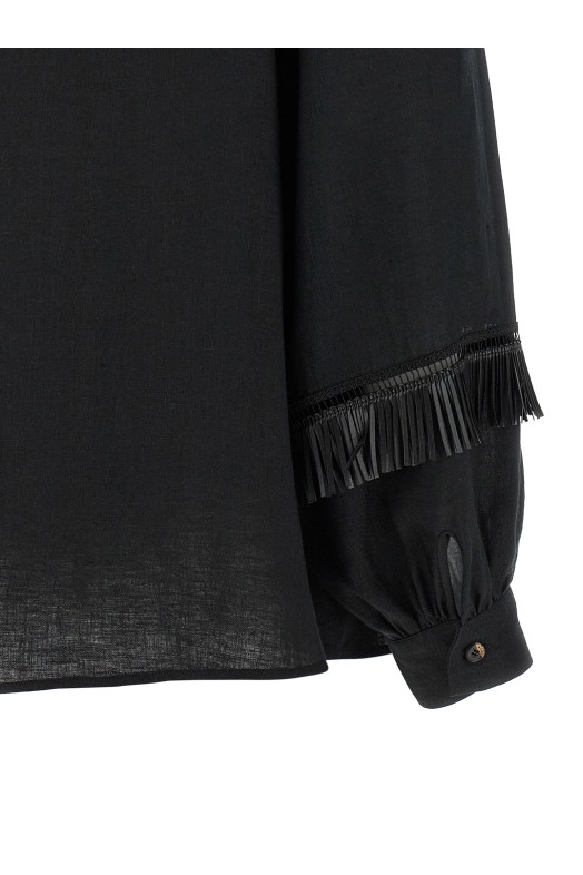 Сорочка з бахромою, чорна KITON D61425H0969003002