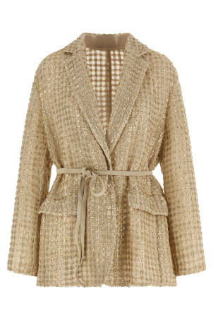 'Dazzling Net Embroidery' organza blazer Beige