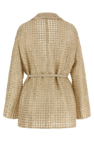 'Dazzling Net Embroidery' organza blazer Beige