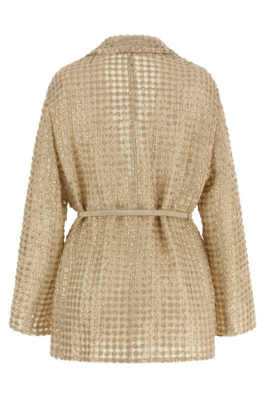 'Dazzling Net Embroidery' organza blazer Beige