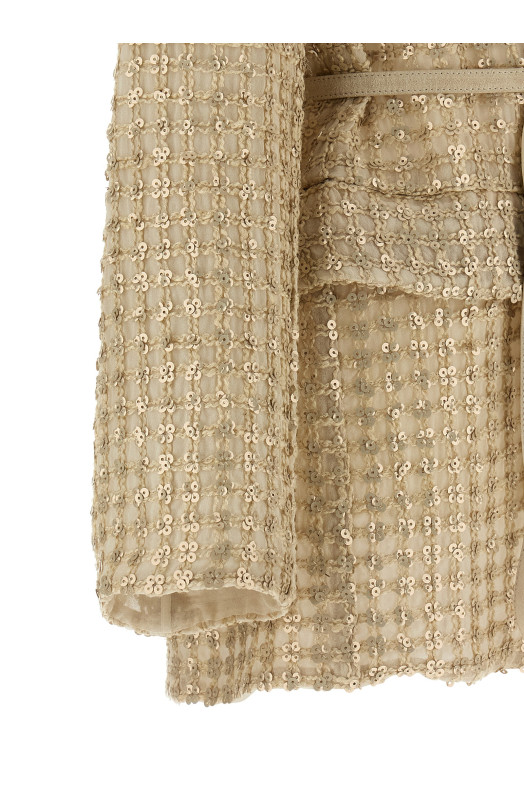 'Dazzling Net Embroidery' organza blazer Beige