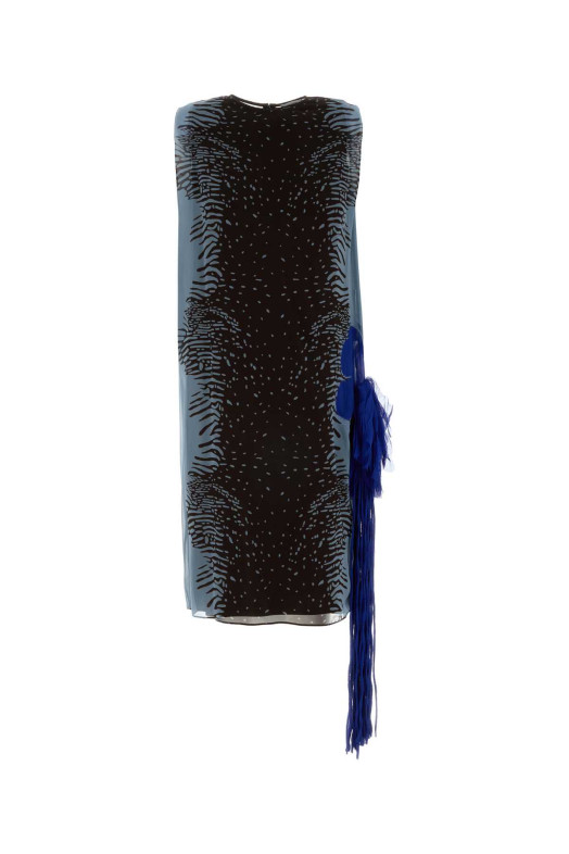 Printed silk dress Blue SALVATORE FERRAGAMO (13I357793476)