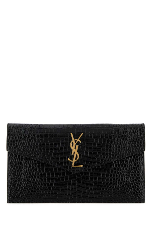 Black leather Uptown clutch Black SAINT LAURENT (565739DND0J)