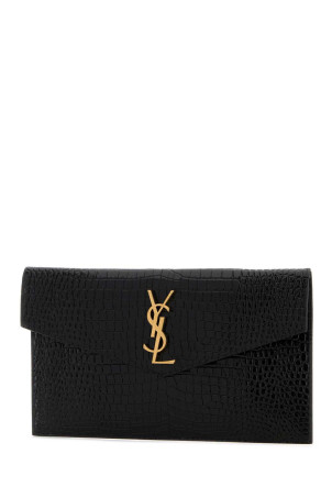 Black leather Uptown clutch Black SAINT LAURENT (565739DND0J)