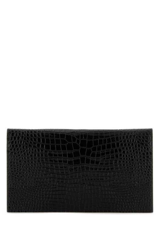Black leather Uptown clutch Black SAINT LAURENT (565739DND0J)