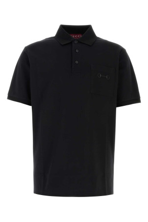 Black stretch piquet polo shirt GUCCI (854796XJHQP)