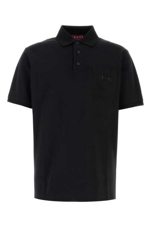 Black stretch piquet polo shirt GUCCI (854796XJHQP)