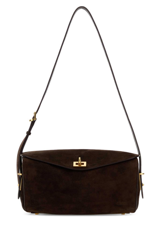 Dark brown suede medium Le 7 crossbody bag BALENCIAGA (8681022ACJ0)