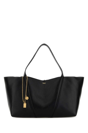 Black leather East-West ChloÃ© Spin shopping bag CHLOE (CH26SS814N84)
