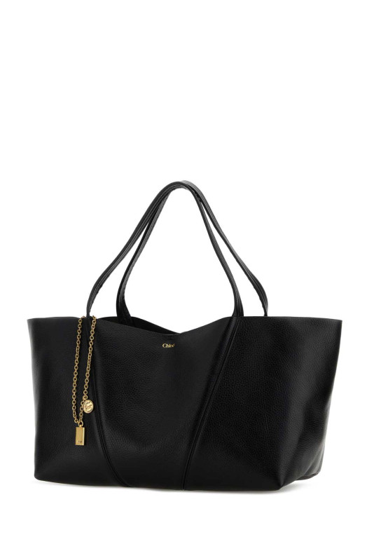 Black leather East-West ChloÃ© Spin shopping bag CHLOE (CH26SS814N84)