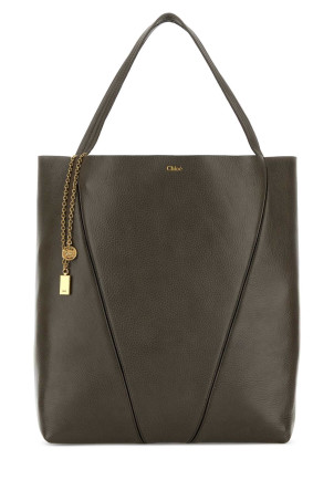 Dark grey leather large Spin shopping bag CHLOE (CHC25SS810N84)