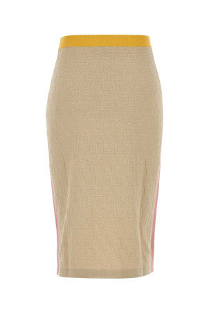 Спідниця з бавовняної суміші пісочного кольору FENDI (FZS031AW4S)