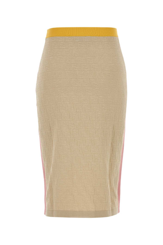 Спідниця з бавовняної суміші пісочного кольору FENDI (FZS031AW4S)