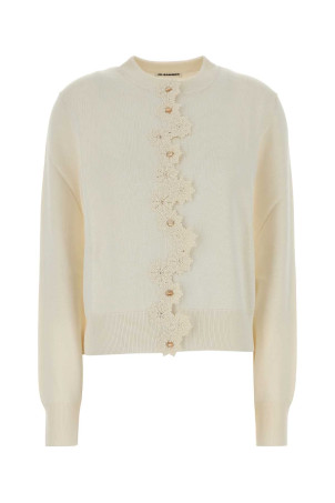 Ivory stretch viscose blend cardigan Black JIL SANDER (J02HP0054J18365)