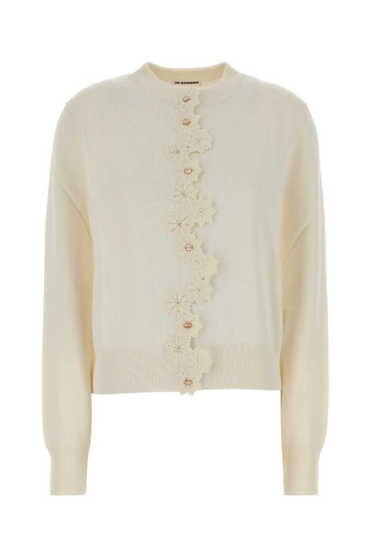 Ivory stretch viscose blend cardigan Black JIL SANDER (J02HP0054J18365)