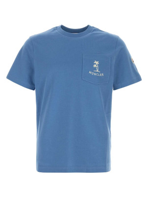 Cerulean blue cotton t-shirt MONCLER (L10918C0005489B8U)