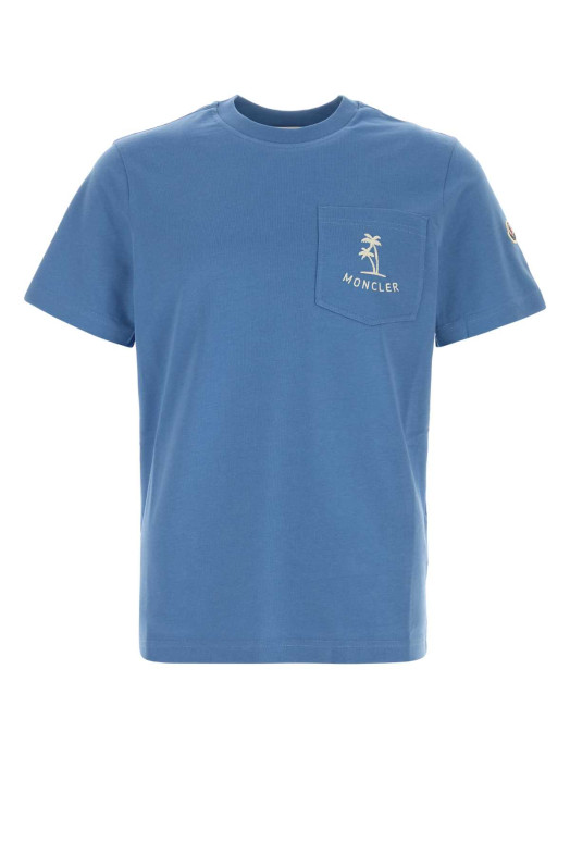 Cerulean blue cotton t-shirt MONCLER (L10918C0005489B8U)