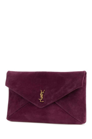 Фіолетова замшева сумочка-конверт SAINT LAURENT (8515901U80W)