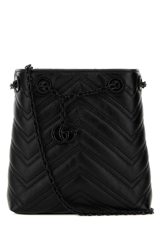 Black leather micro GG Marmont bucket bag Black GUCCI (856404AAFS1)