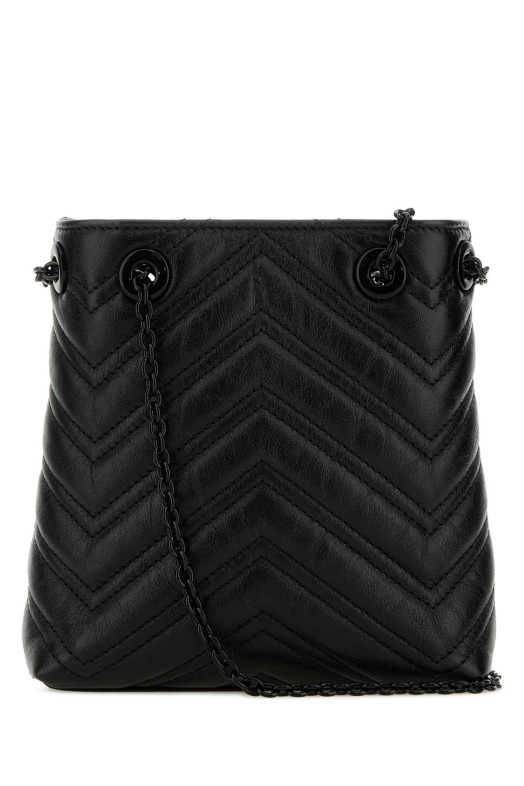 Black leather micro GG Marmont bucket bag Black GUCCI (856404AAFS1)