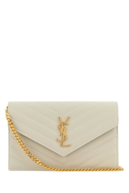 Chalk leather Envelope clutch SAINT LAURENT (857605BOW01)