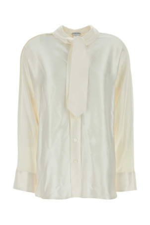 Шовкова сорочка кольору слонової кістки BOTTEGA VENETA (862348V6H10)