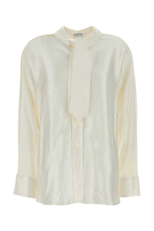 Шовкова сорочка кольору слонової кістки BOTTEGA VENETA (862348V6H10)