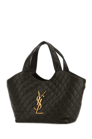 Сумка для покупок SAINT LAURENT з наппи середнього розміру кольору «чаркоул» (871494AAANG)