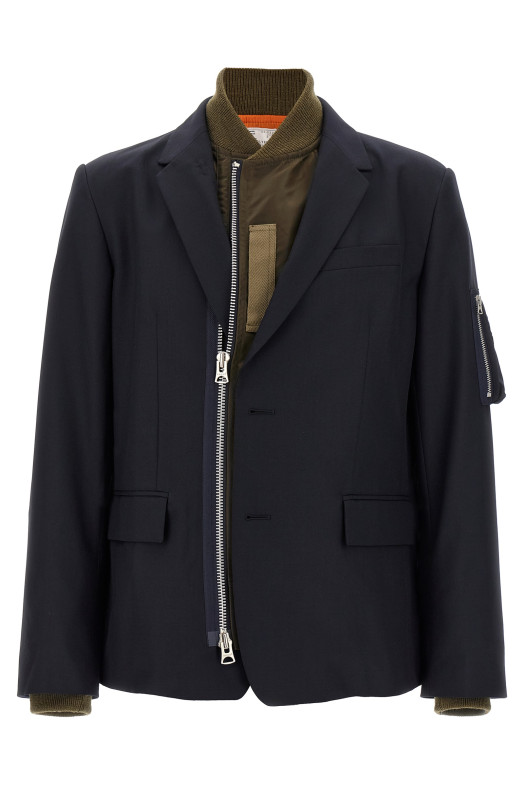 Блейзер із вставкою у стилі бомбер, синій SACAI 2503743M233