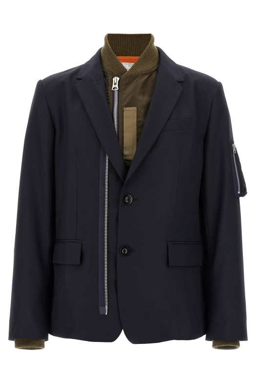Блейзер із вставкою у стилі бомбер, синій SACAI 2503743M233