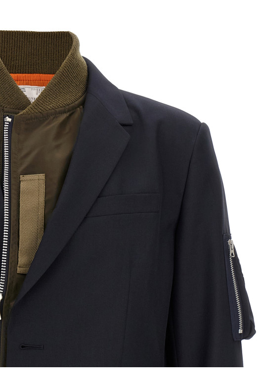 Блейзер із вставкою у стилі бомбер, синій SACAI 2503743M233