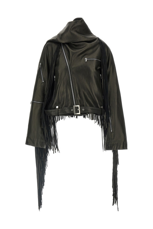 'Cropped Scarf Flight' jacket Black