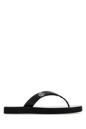 Black leather thong slippers Black GUCCI (8548120R000)