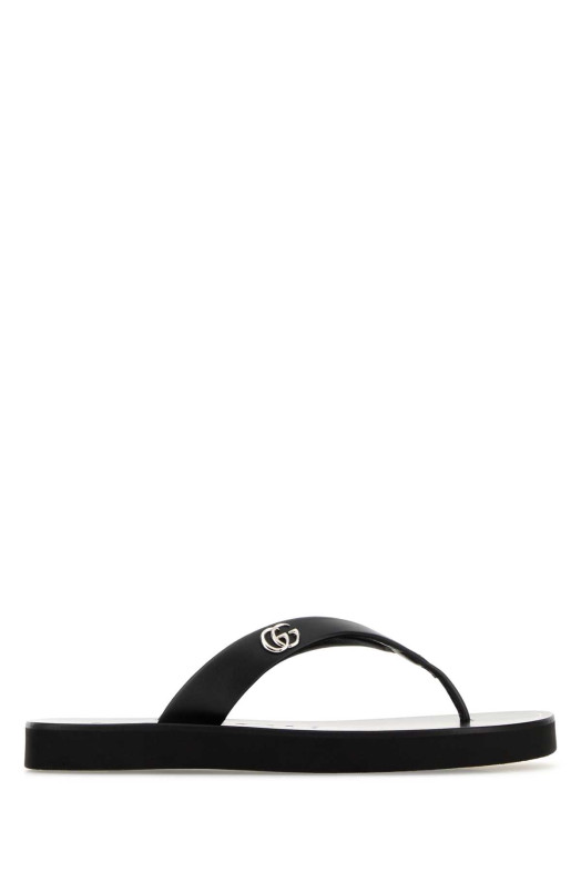 Black leather thong slippers Black GUCCI (8548120R000)