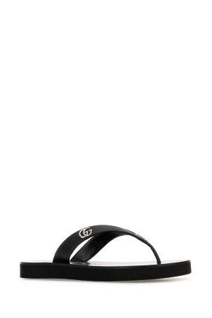 Black leather thong slippers Black GUCCI (8548120R000)