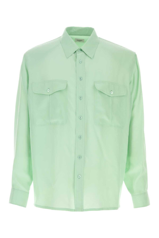 Mint green satin shirt SAINT LAURENT (864348Y2N49)