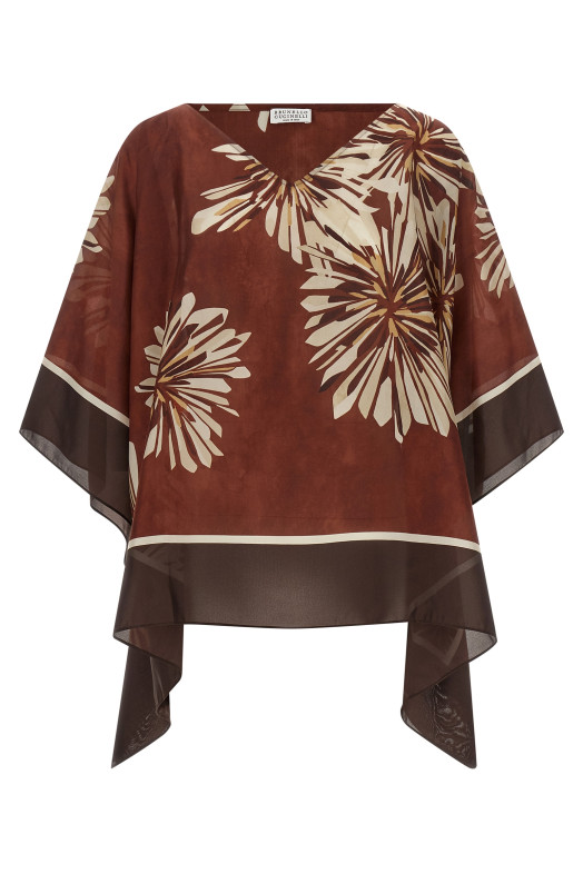 Silk scarf blouse Bordeaux