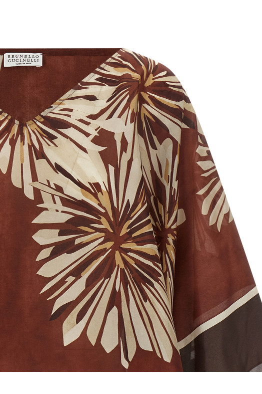 Silk scarf blouse Bordeaux